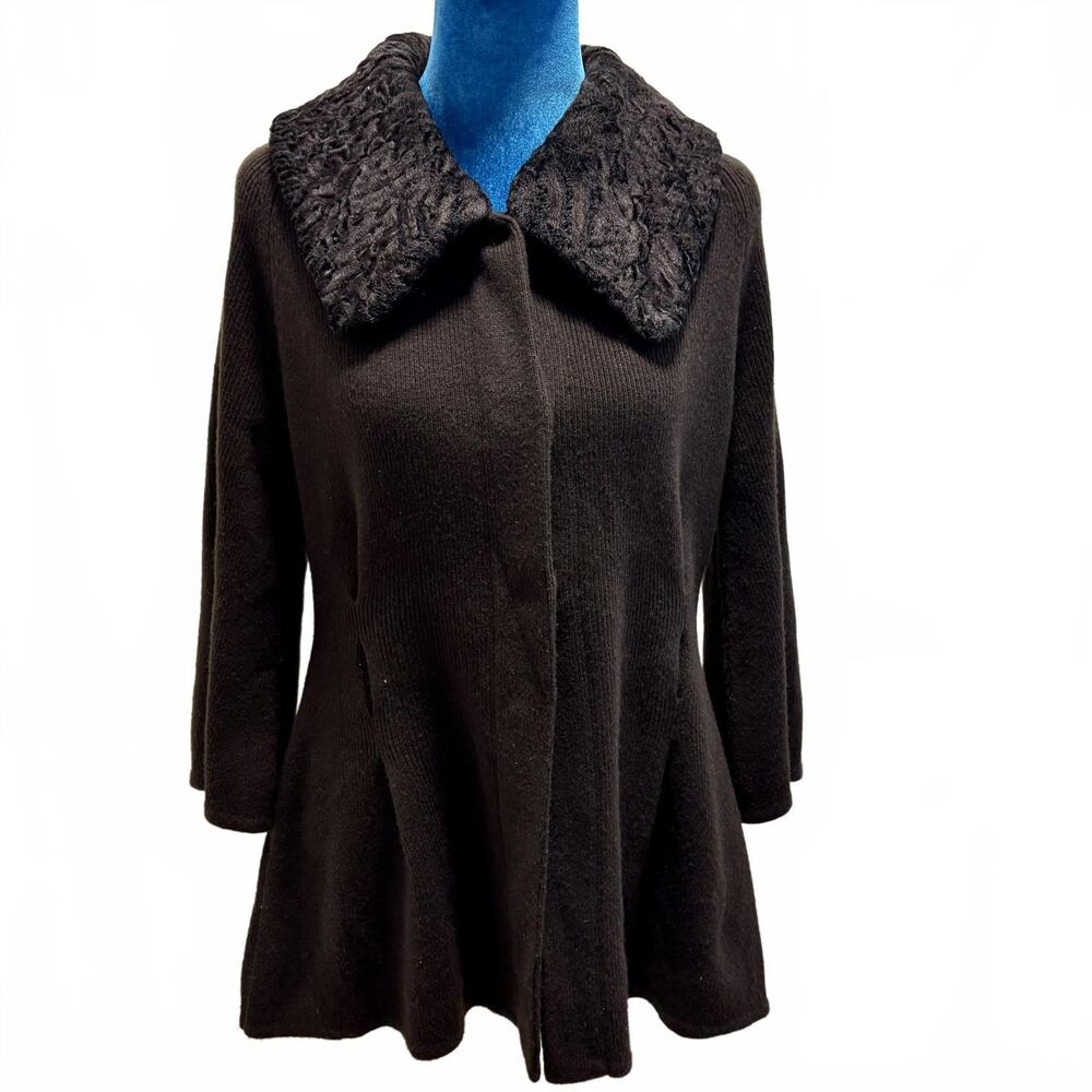 Vintage Y2K Neiman Marcus Cashmere Luxury Persian Lamb Fur Cardigan Knit Jacket